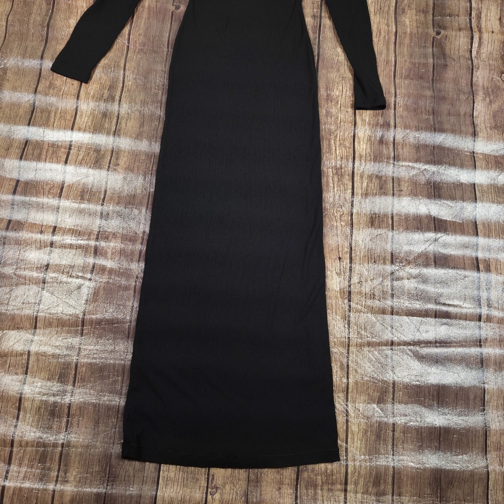 Skims Soft Lounge Ribbed Long Sleeve Dress Women S Black Clean Girl Minimalist - Picture 9 of 12